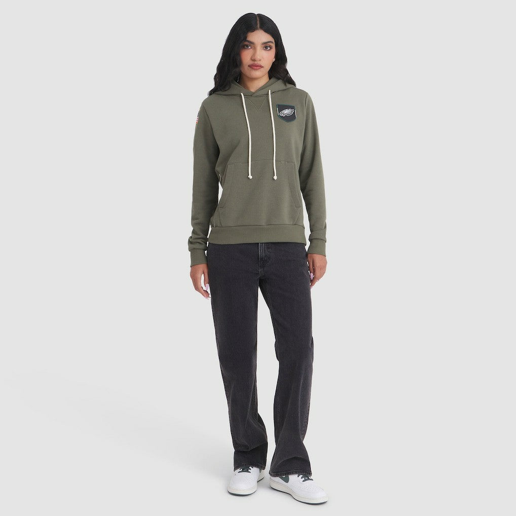 Philadelphia Eagles Women's 2025 Salute to Service Sideline Standard Issue Dri-FIT Hoodie - Olive Hoodies