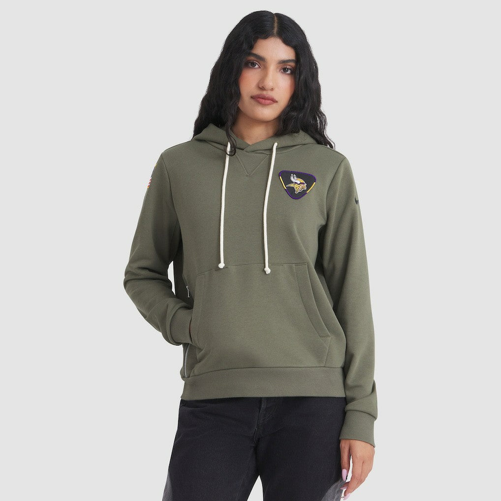 Minnesota Vikings Women's 2025 Salute to Service Sideline Standard Issue Dri-FIT Hoodie - Olive Hoodies