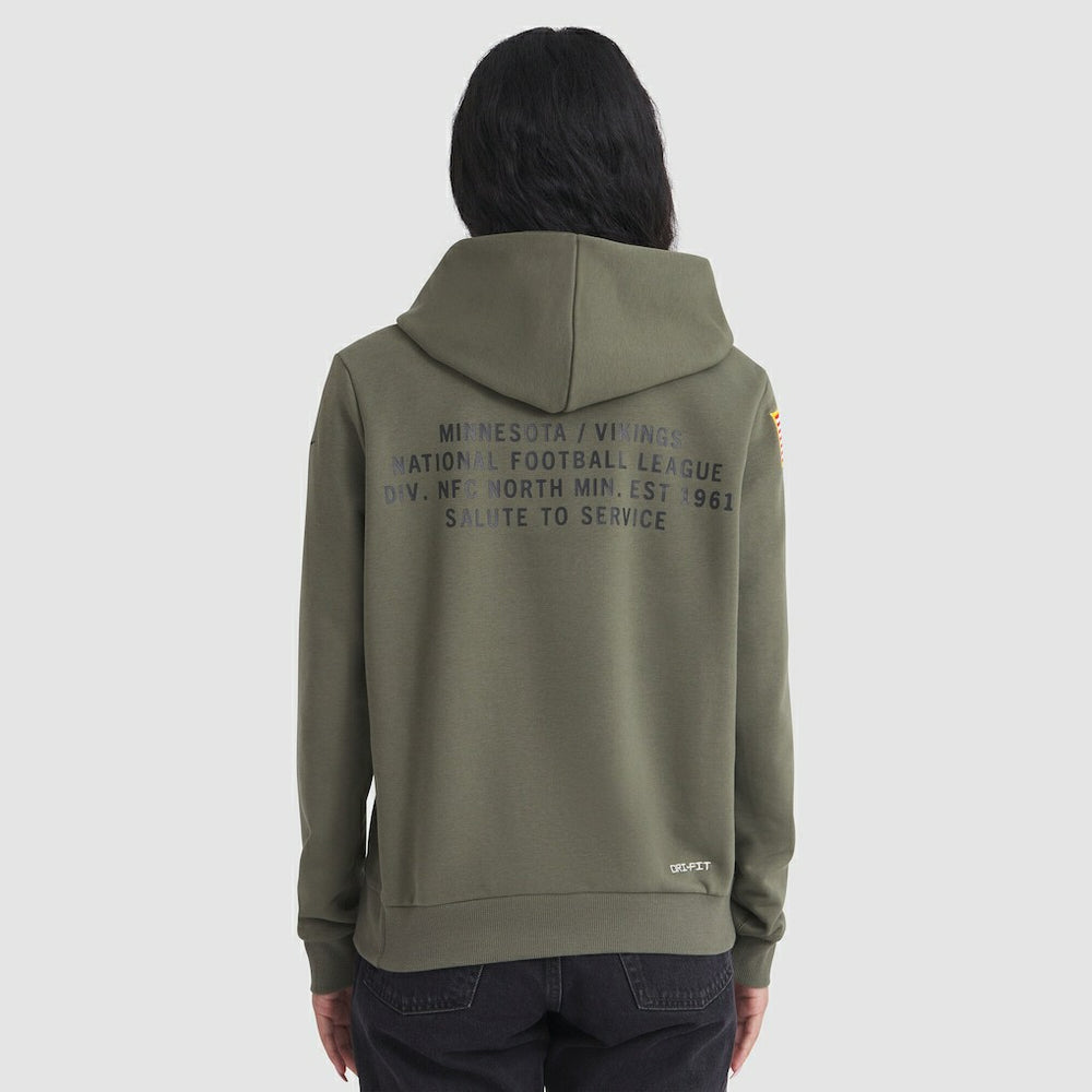 Minnesota Vikings Women's 2025 Salute to Service Sideline Standard Issue Dri-FIT Hoodie - Olive Hoodies