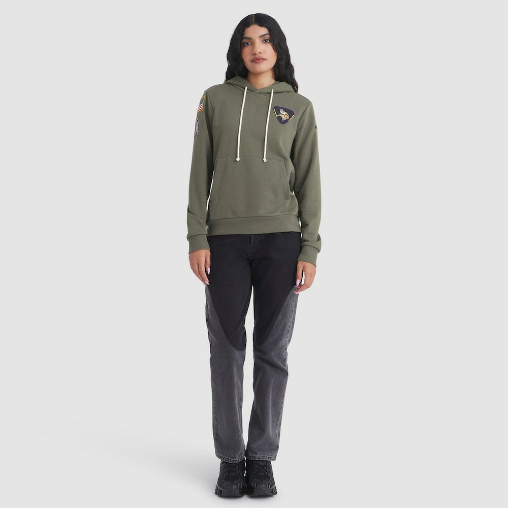 Minnesota Vikings Women's 2025 Salute to Service Sideline Standard Issue Dri-FIT Hoodie - Olive Hoodies