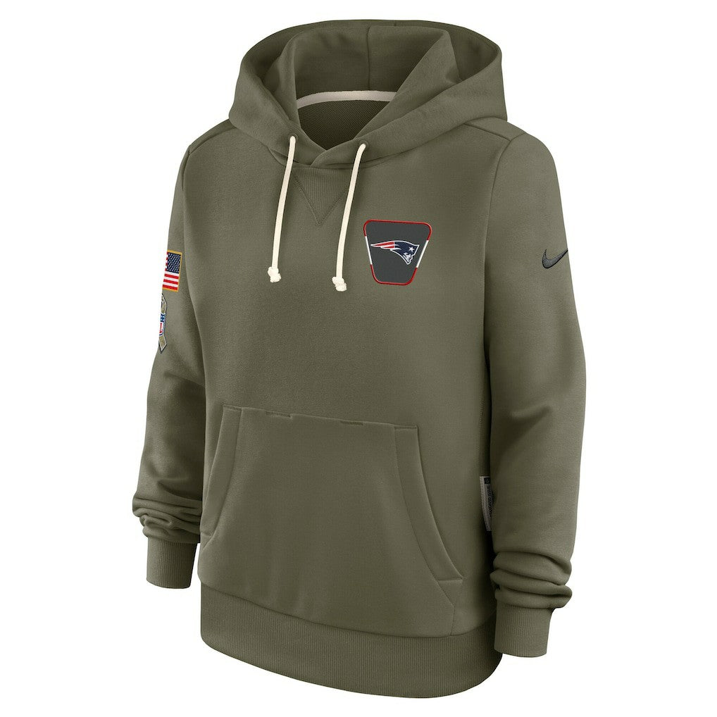 New England Patriots Women's 2025 Salute to Service Sideline Standard Issue Dri-FIT Hoodie - Olive Hoodies