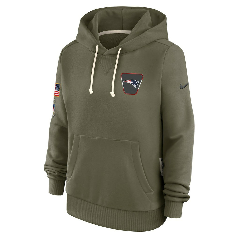 New England Patriots Women's 2025 Salute to Service Sideline Standard Issue Dri-FIT Hoodie - Olive Hoodies
