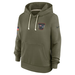 New England Patriots Women's 2025 Salute to Service Sideline Standard Issue Dri-FIT Hoodie - Olive Hoodies
