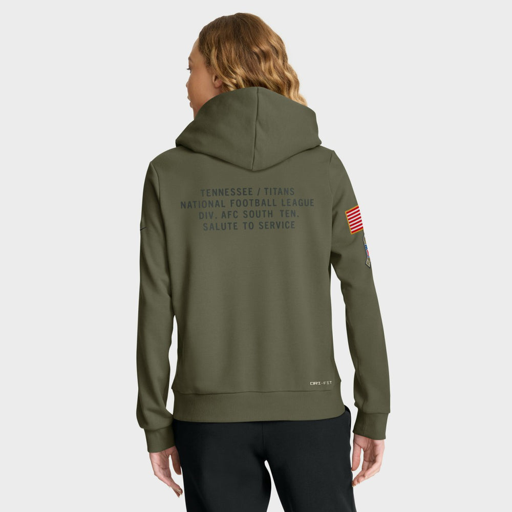 Tennessee Titans Women's 2025 Salute to Service Sideline Standard Issue Dri-FIT Hoodie - Olive Hoodies