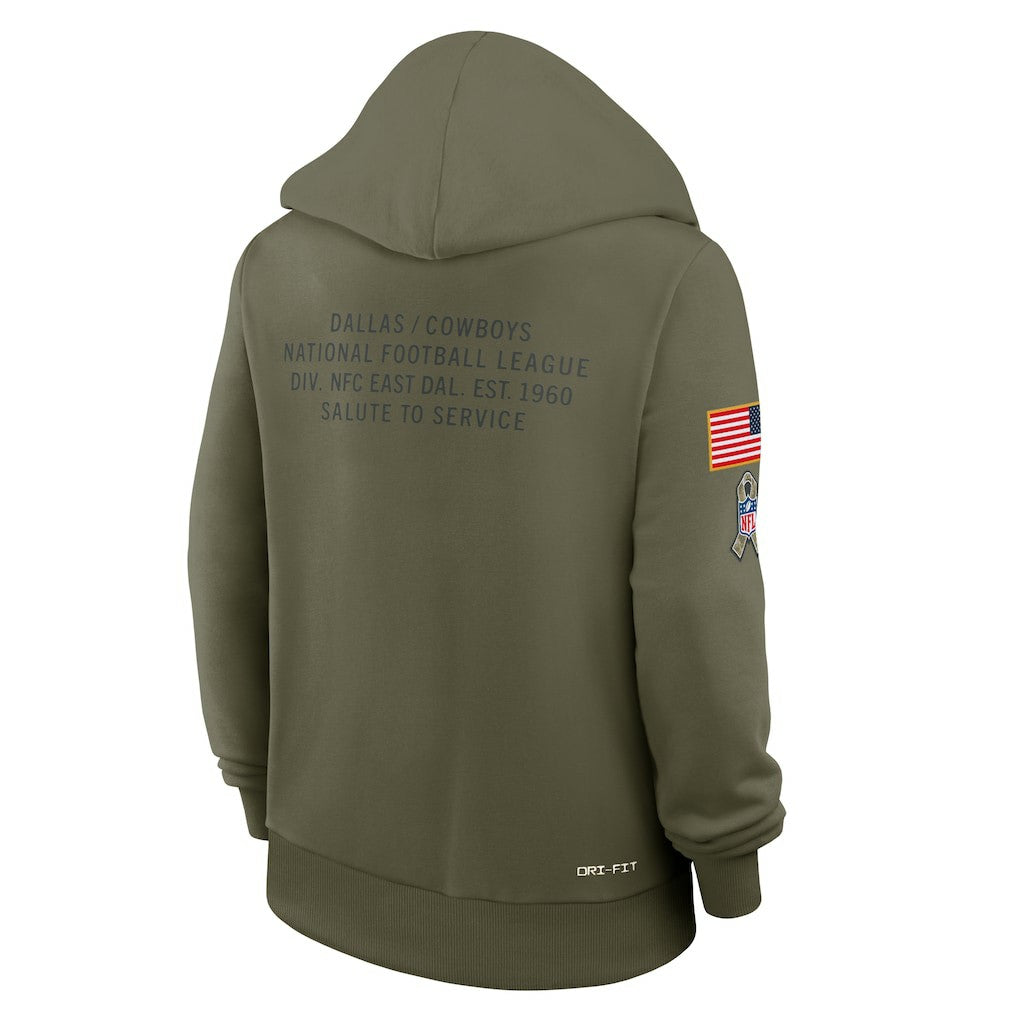 Dallas Cowboys Women's 2025 Salute to Service Sideline Standard Issue Dri-FIT Hoodie - Olive Hoodies
