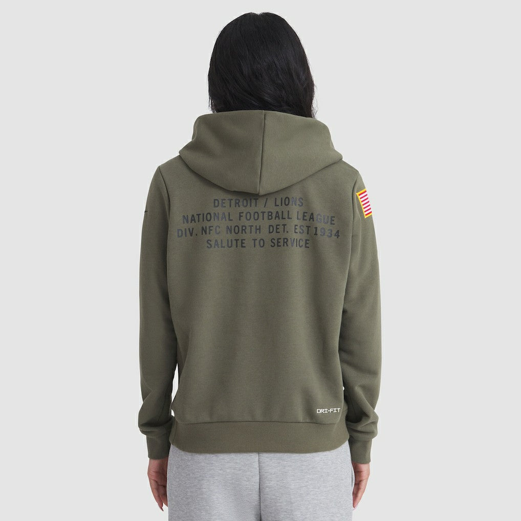 Detroit Lions Women's 2025 Salute to Service Sideline Standard Issue Dri-FIT Hoodie - Olive Hoodies