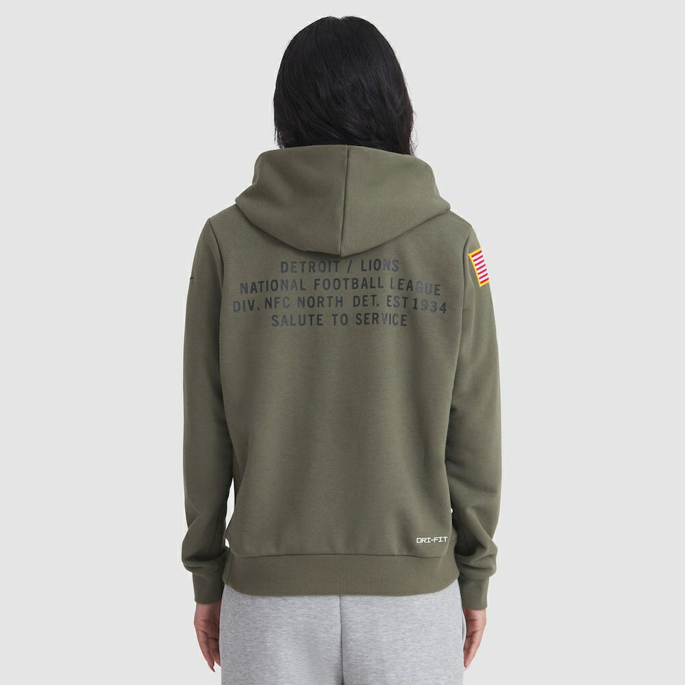 Detroit Lions Women's 2025 Salute to Service Sideline Standard Issue Dri-FIT Hoodie - Olive Hoodies