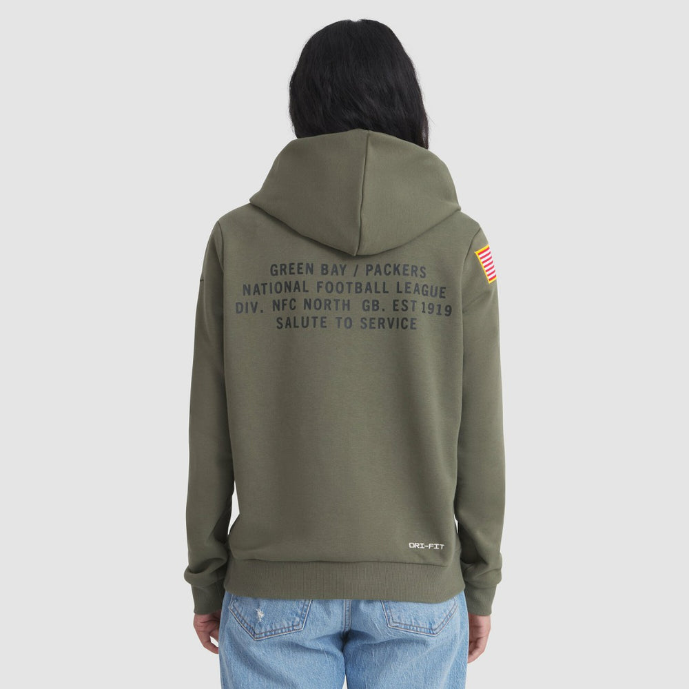 Green Bay Packers Women's 2025 Salute to Service Sideline Standard Issue Dri-FIT Hoodie - Olive Hoodies