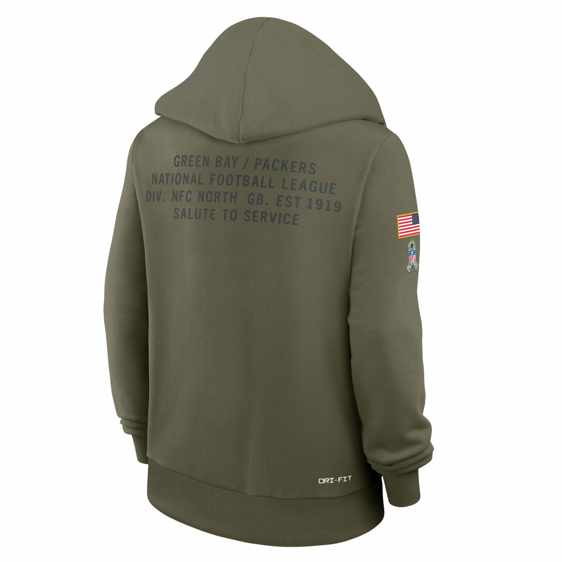 Green Bay Packers Women's 2025 Salute to Service Sideline Standard Issue Dri-FIT Hoodie - Olive Hoodies