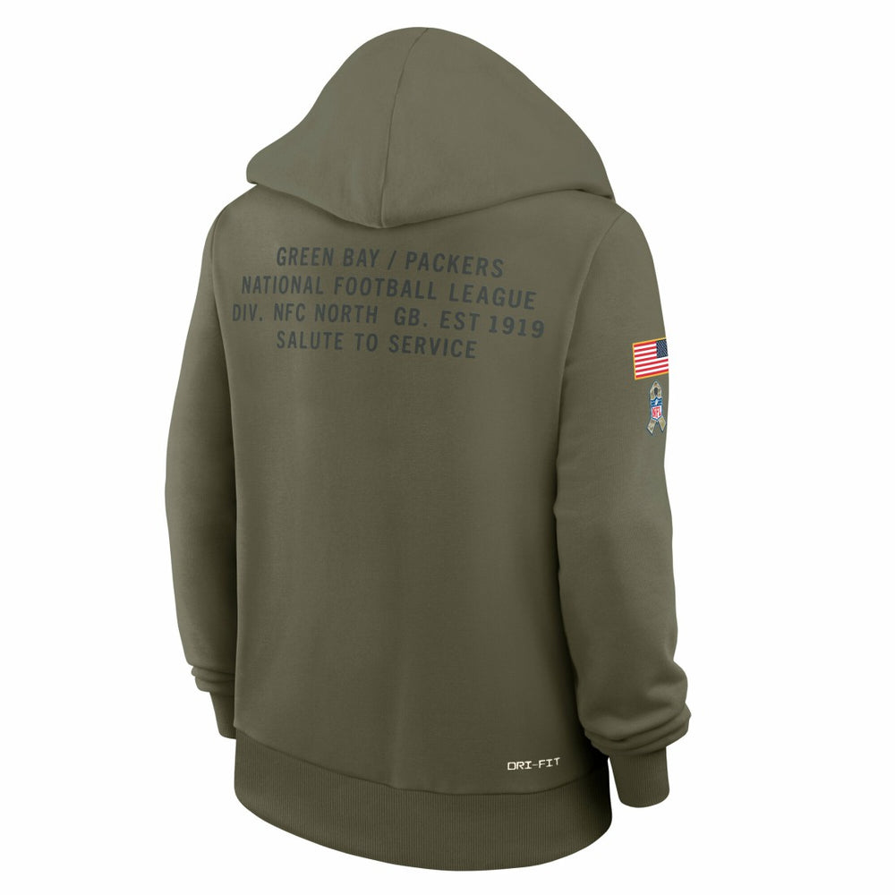 Green Bay Packers Women's 2025 Salute to Service Sideline Standard Issue Dri-FIT Hoodie - Olive Hoodies