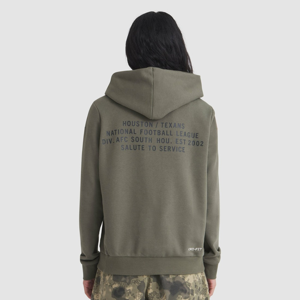 Houston Texans Women's 2025 Salute to Service Sideline Standard Issue Dri-FIT Hoodie - Olive Hoodies