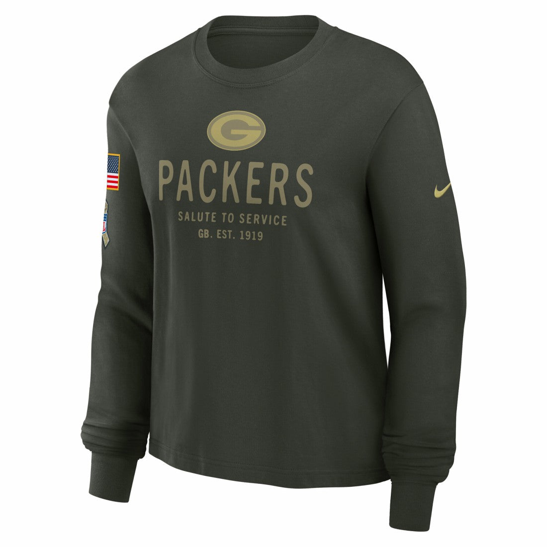Green Bay Packers Women's 2025 Salute to Service Sideline Dri-FIT Long Sleeve T-Shirt - Dark Green T-shirts