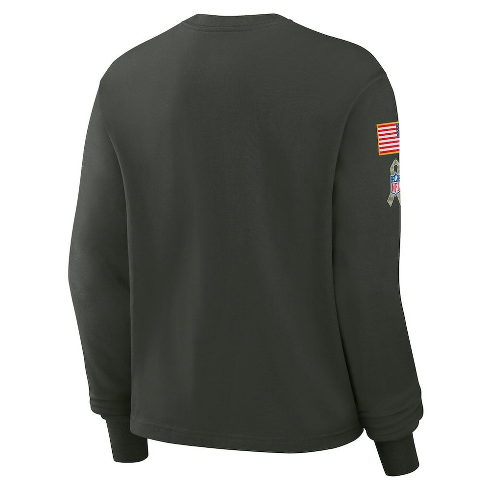 Cleveland Browns Women's 2025 Salute to Service Sideline Dri-FIT Long Sleeve T-Shirt - Dark Green T-shirts