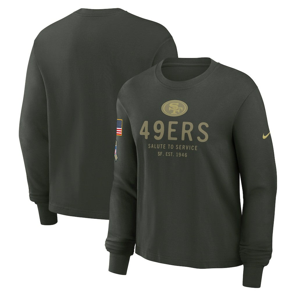 San Francisco 49ers Women's 2025 Salute to Service Sideline Dri-FIT Long Sleeve T-Shirt - Dark Green T-shirts