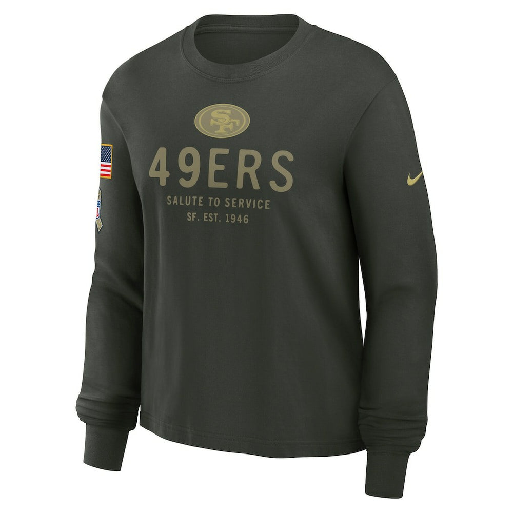 San Francisco 49ers Women's 2025 Salute to Service Sideline Dri-FIT Long Sleeve T-Shirt - Dark Green T-shirts