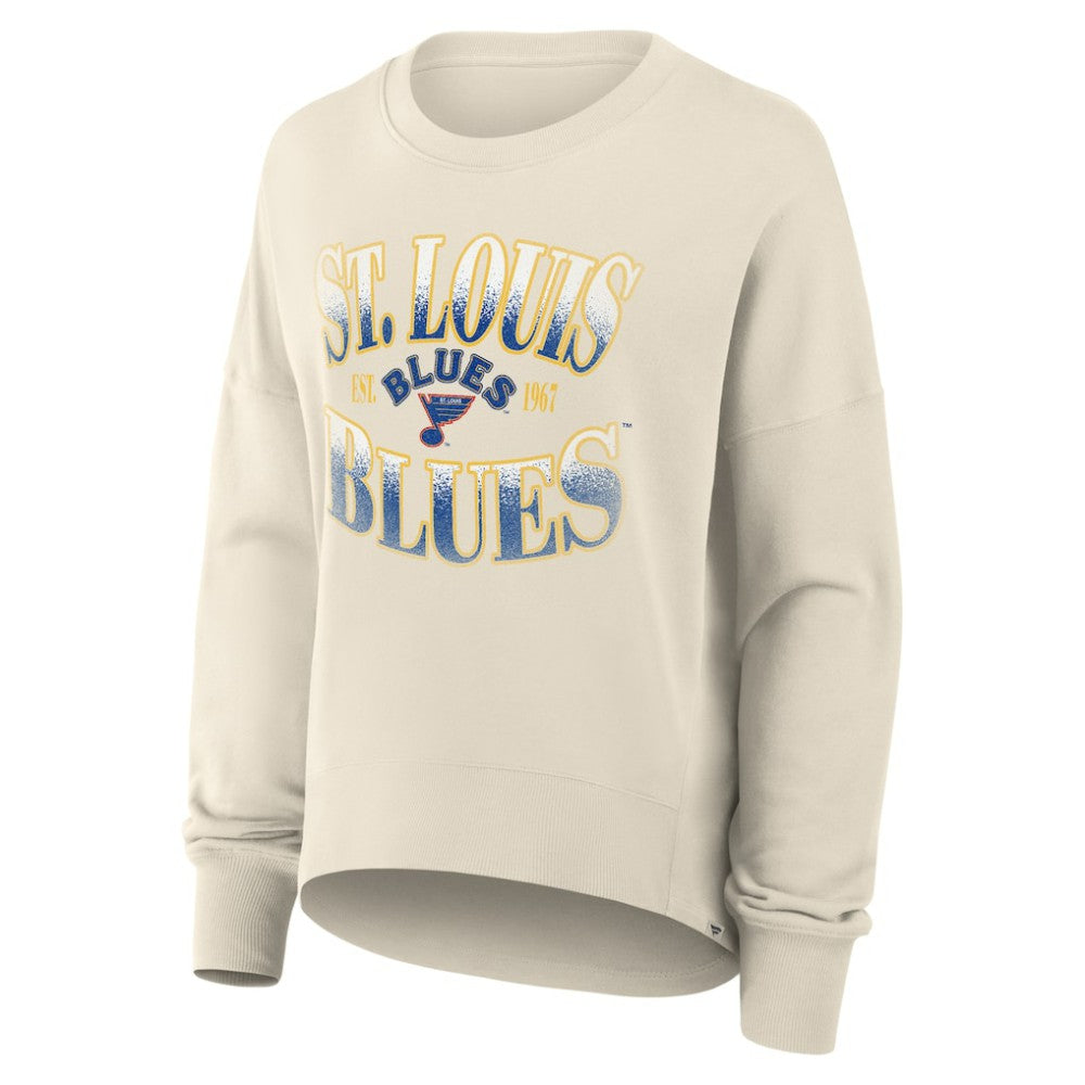 St. Louis Blues Fanatics Women's Oversized Vintage Slice Pullover Sweatshirt - Cream | US 202756610