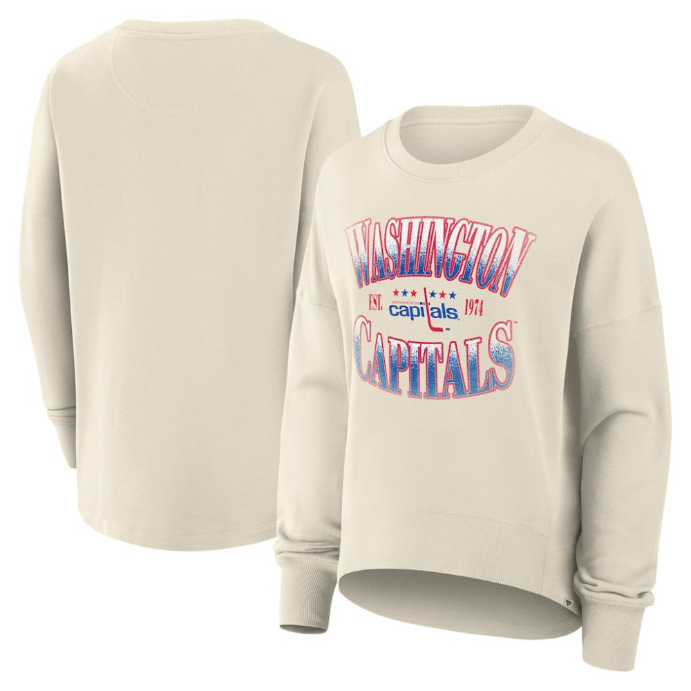 Washington Capitals Fanatics Women's Oversized Vintage Slice Pullover Sweatshirt - Cream | US 202756616