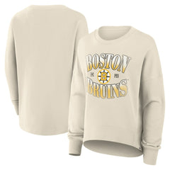 Boston Bruins Fanatics Women's Oversized Vintage Slice Pullover Sweatshirt - Cream | US 202756618