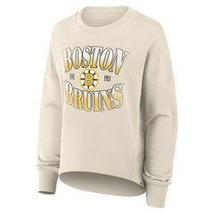Boston Bruins Fanatics Women's Oversized Vintage Slice Pullover Sweatshirt - Cream | US 202756618