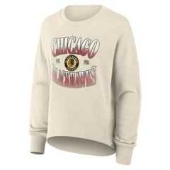 Chicago Blackhawks Fanatics Women's Oversized Vintage Slice Pullover Sweatshirt - Cream | US 202756621