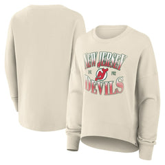 New Jersey Devils Fanatics Women's Oversized Vintage Slice Pullover Sweatshirt - Cream | US 202756623
