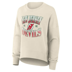 New Jersey Devils Fanatics Women's Oversized Vintage Slice Pullover Sweatshirt - Cream | US 202756623