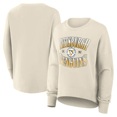 Pittsburgh Penguins Fanatics Women's Oversized Vintage Slice Pullover Sweatshirt - Cream | US 202756624