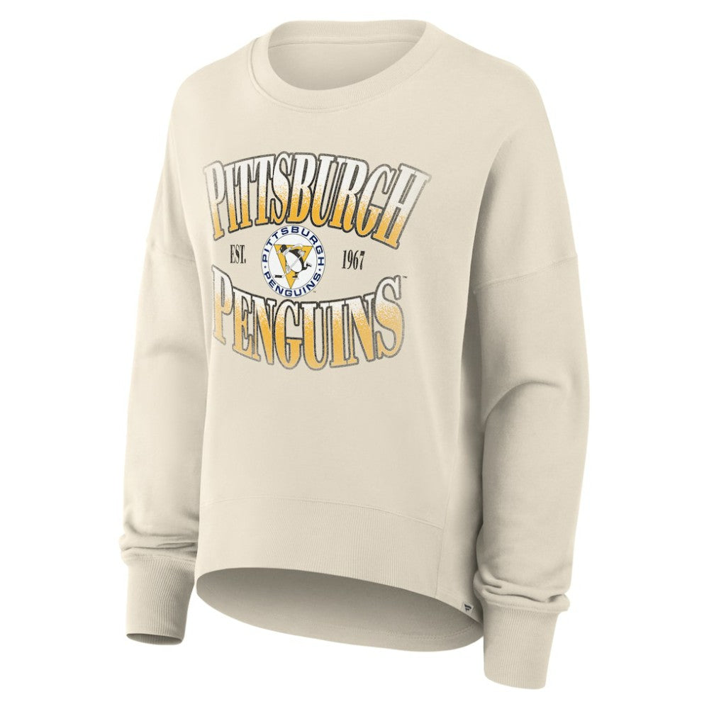 Pittsburgh Penguins Fanatics Women's Oversized Vintage Slice Pullover Sweatshirt - Cream | US 202756624
