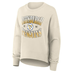 Pittsburgh Penguins Fanatics Women's Oversized Vintage Slice Pullover Sweatshirt - Cream | US 202756624