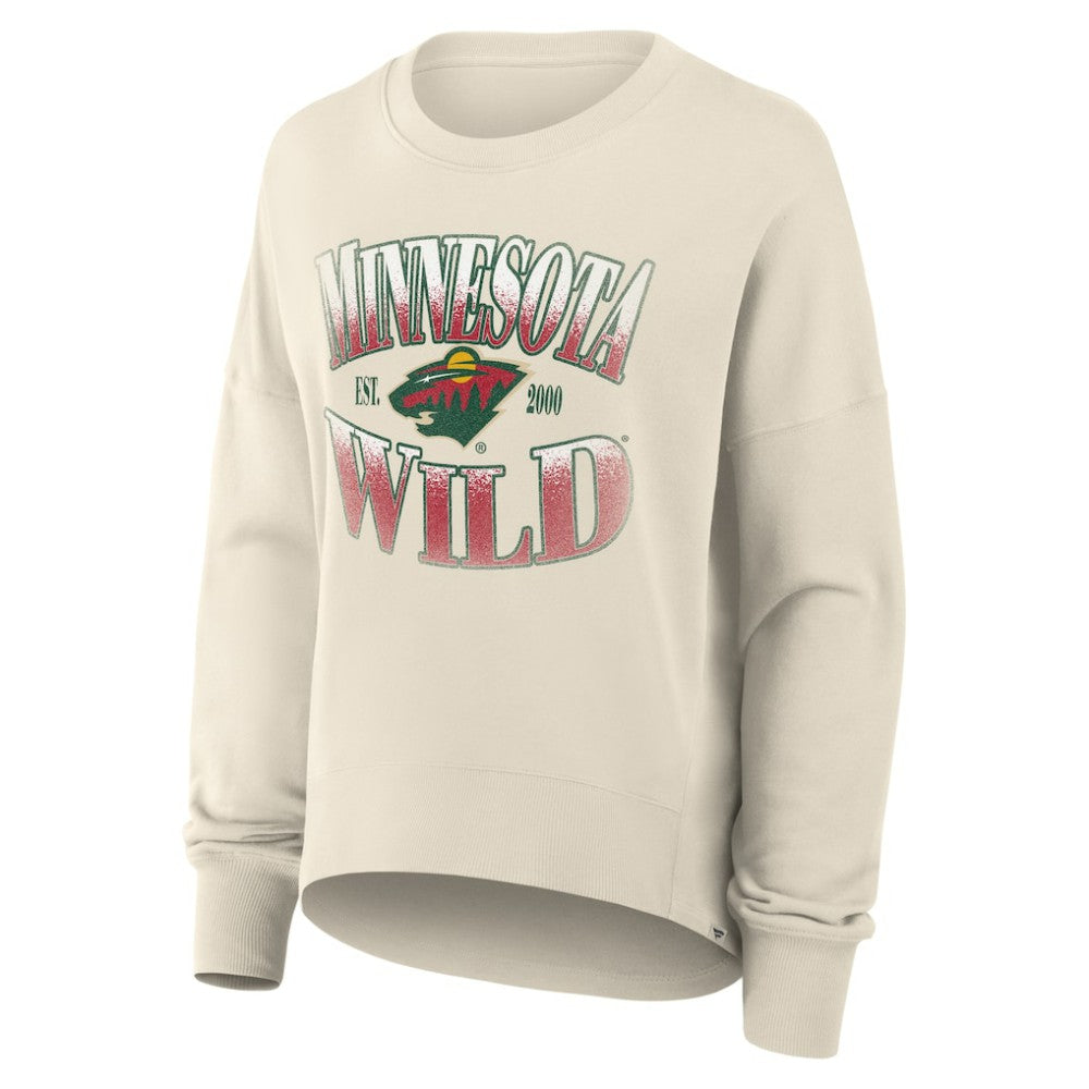Minnesota Wild Fanatics Women's Oversized Slice Pullover Sweatshirt - Cream | US 202756631