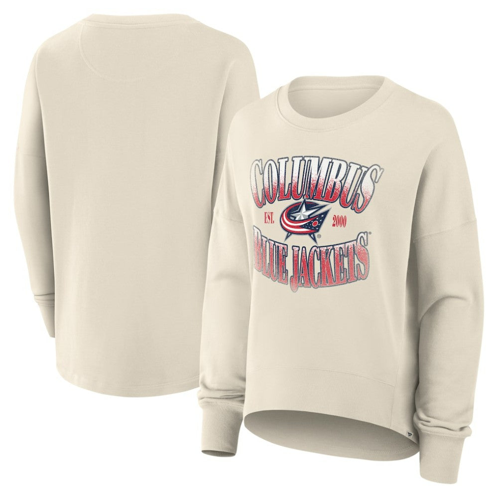 Columbus Blue Jackets Fanatics Women's Oversized Slice Pullover Sweatshirt - Cream | US 202756633