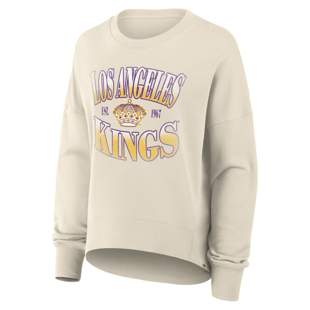 Los Angeles Kings Fanatics Women's Oversized Vintage Slice Pullover Sweatshirt - Cream | US 202756634