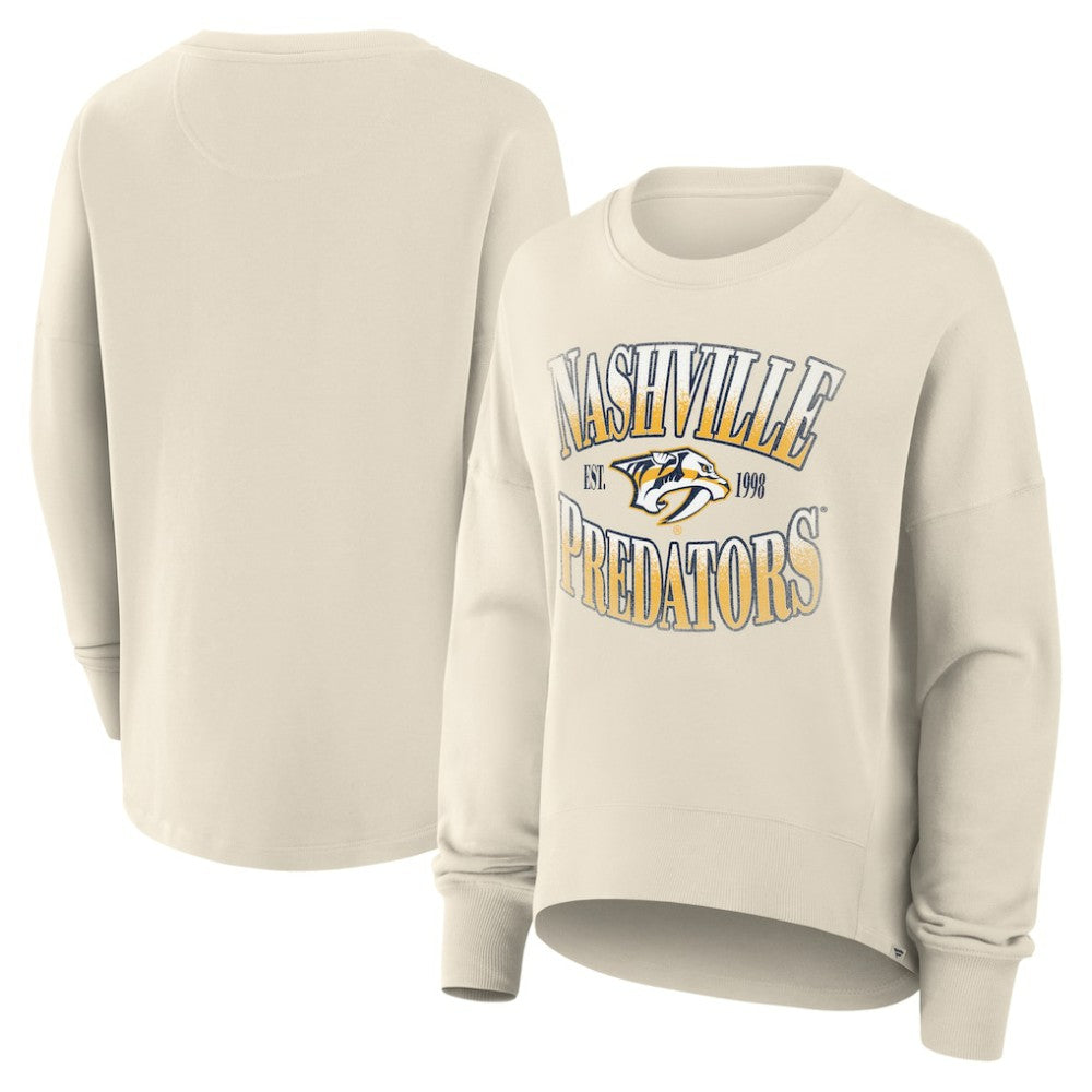 Nashville Predators Fanatics Women's Oversized Slice Pullover Sweatshirt - Cream | US 202756636