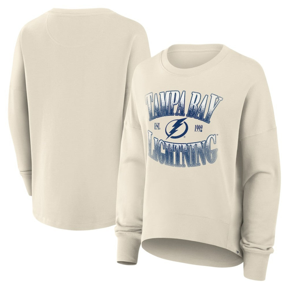 Tampa Bay Lightning Fanatics Women's Oversized Slice Pullover Sweatshirt - Cream | US 202756637