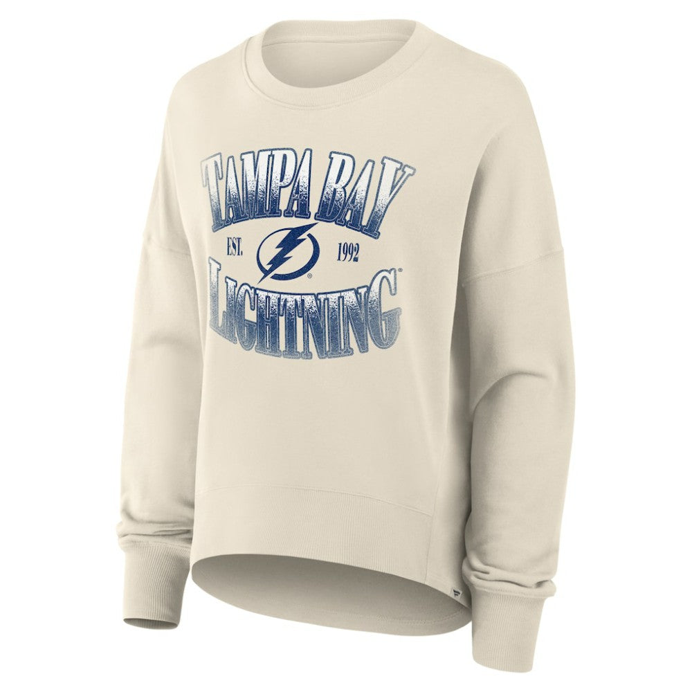 Tampa Bay Lightning Fanatics Women's Oversized Slice Pullover Sweatshirt - Cream | US 202756637
