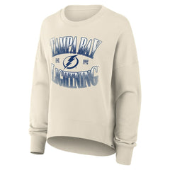 Tampa Bay Lightning Fanatics Women's Oversized Slice Pullover Sweatshirt - Cream | US 202756637