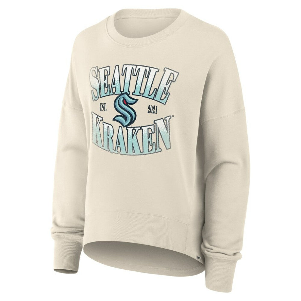 Seattle Kraken Fanatics Women's Oversized Slice Pullover Sweatshirt - Cream | US 202756641