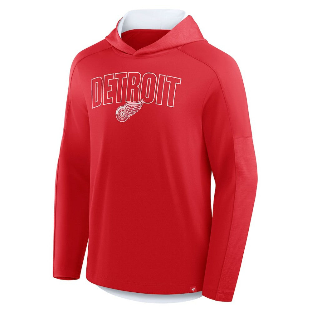 Detroit Red Wings Fanatics Penalty Shot Long Sleeve Hoodie T-Shirt - Red | US 202756746