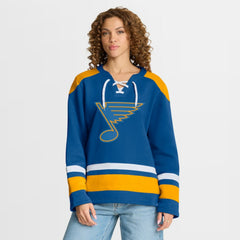 St. Louis Blues Fanatics Women's Icing Long Sleeve Lace Up Sweatshirt - Blue | US 202756849
