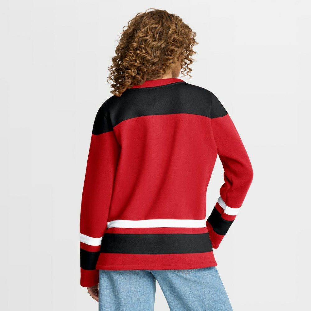 Chicago Blackhawks Fanatics Women's Icing Long Sleeve Lace Up Sweatshirt - Athletic Red | US 202756859