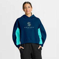 Seattle Kraken Fanatics Women's Back Check Boxy Hoodie - Navy | US 202756862