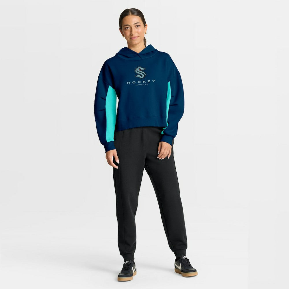 Seattle Kraken Fanatics Women's Back Check Boxy Hoodie - Navy | US 202756862