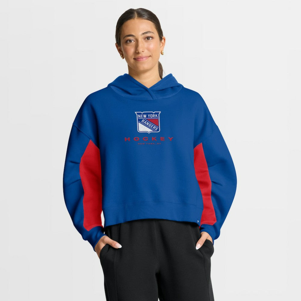 New York Rangers Fanatics Women's Back Check Boxy Hoodie - Blue | US 202756864