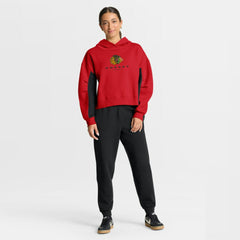 Chicago Blackhawks Fanatics Women's Back Check Boxy Hoodie - Red | US 202756868