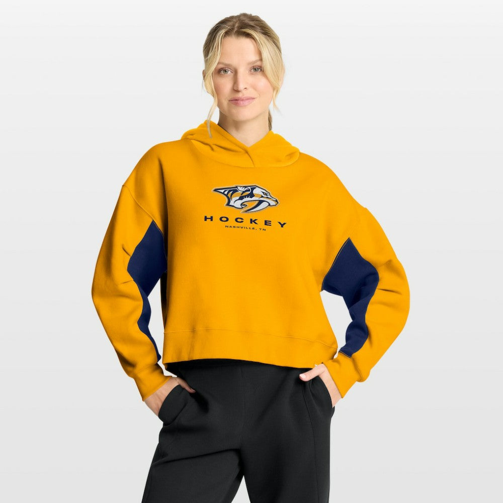 Nashville Predators Fanatics Women's Back Check Boxy Hoodie - Gold | US 202756875