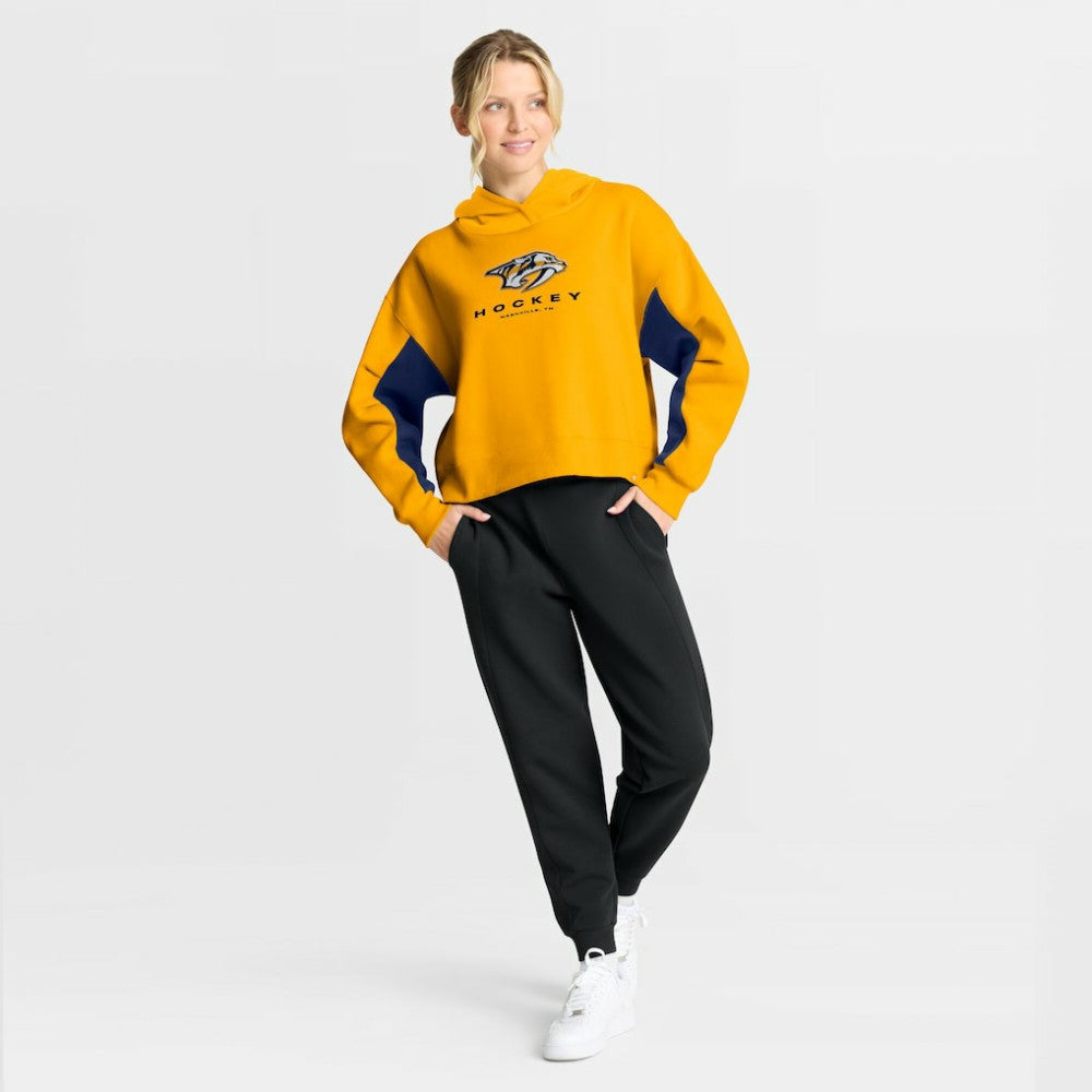 Nashville Predators Fanatics Women's Back Check Boxy Hoodie - Gold | US 202756875