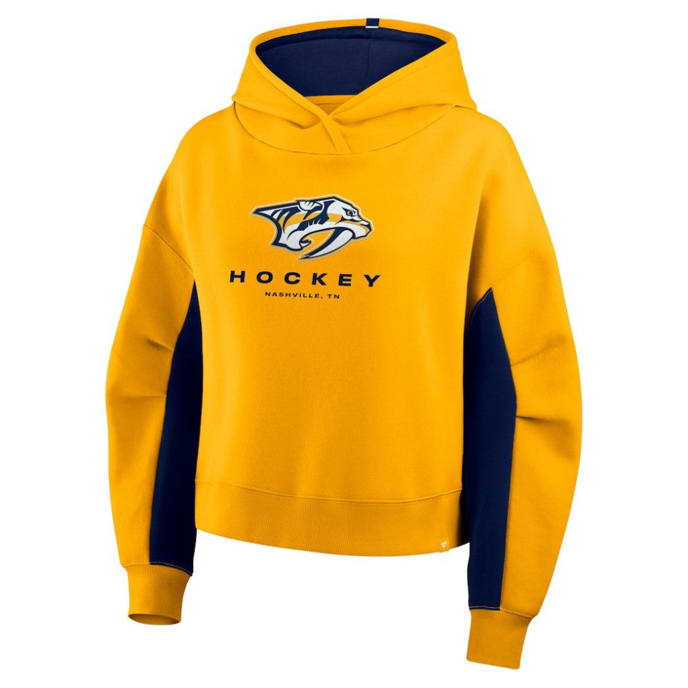 Nashville Predators Fanatics Women's Back Check Boxy Hoodie - Gold | US 202756875
