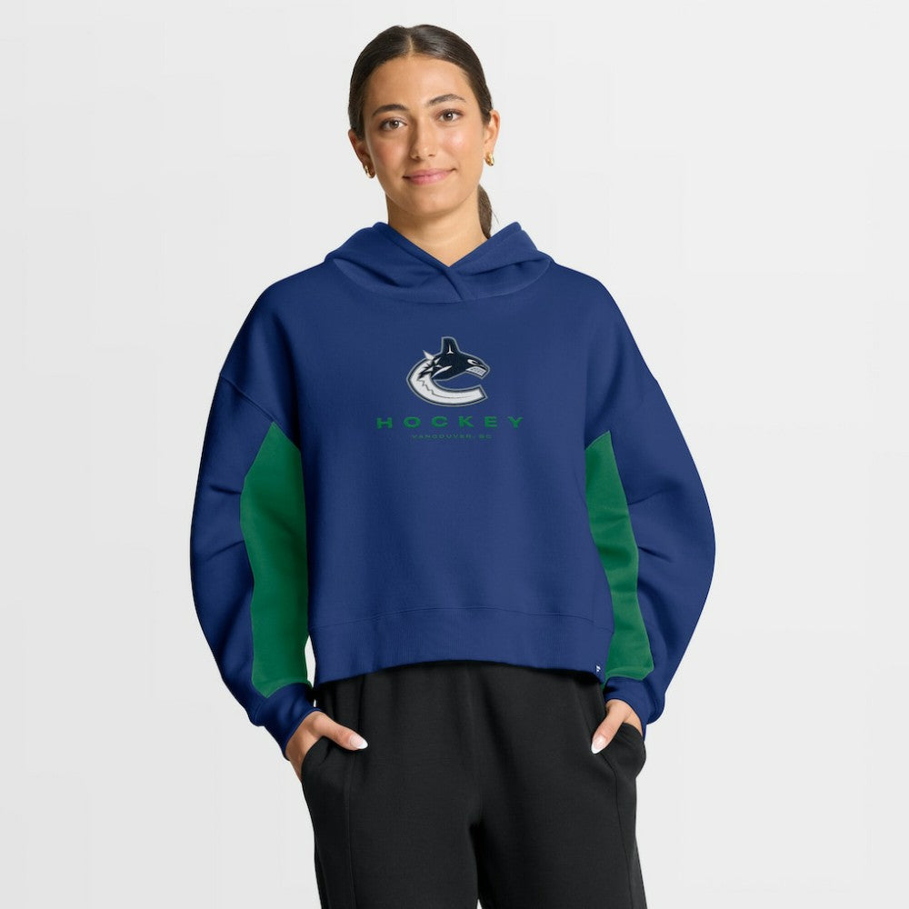 Vancouver Canucks Fanatics Women's Back Check Boxy Hoodie - Blue | US 202756884