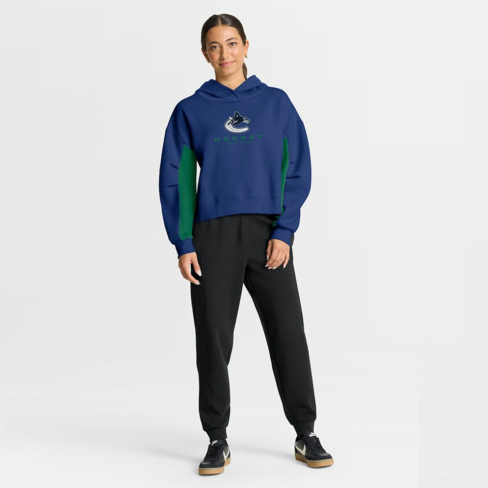 Vancouver Canucks Fanatics Women's Back Check Boxy Hoodie - Blue | US 202756884