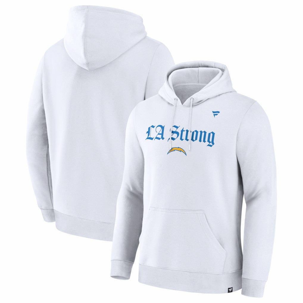 Los Angeles Chargers Unisex LA Strong Premium Fleece Pullover Hoodie - White Hoodies